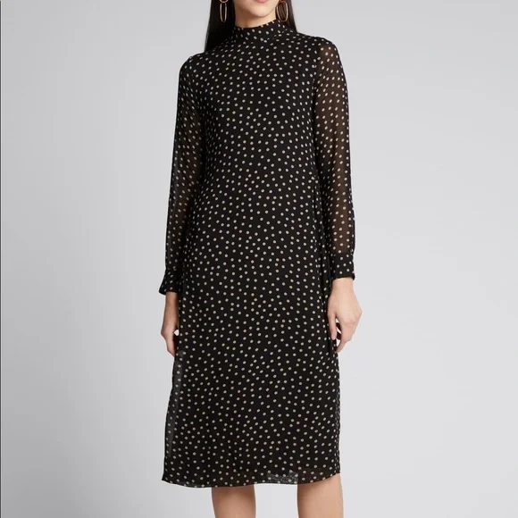Ganni | Dresses | Ganni Polka Dot Georgette Midi Dress | Poshmark